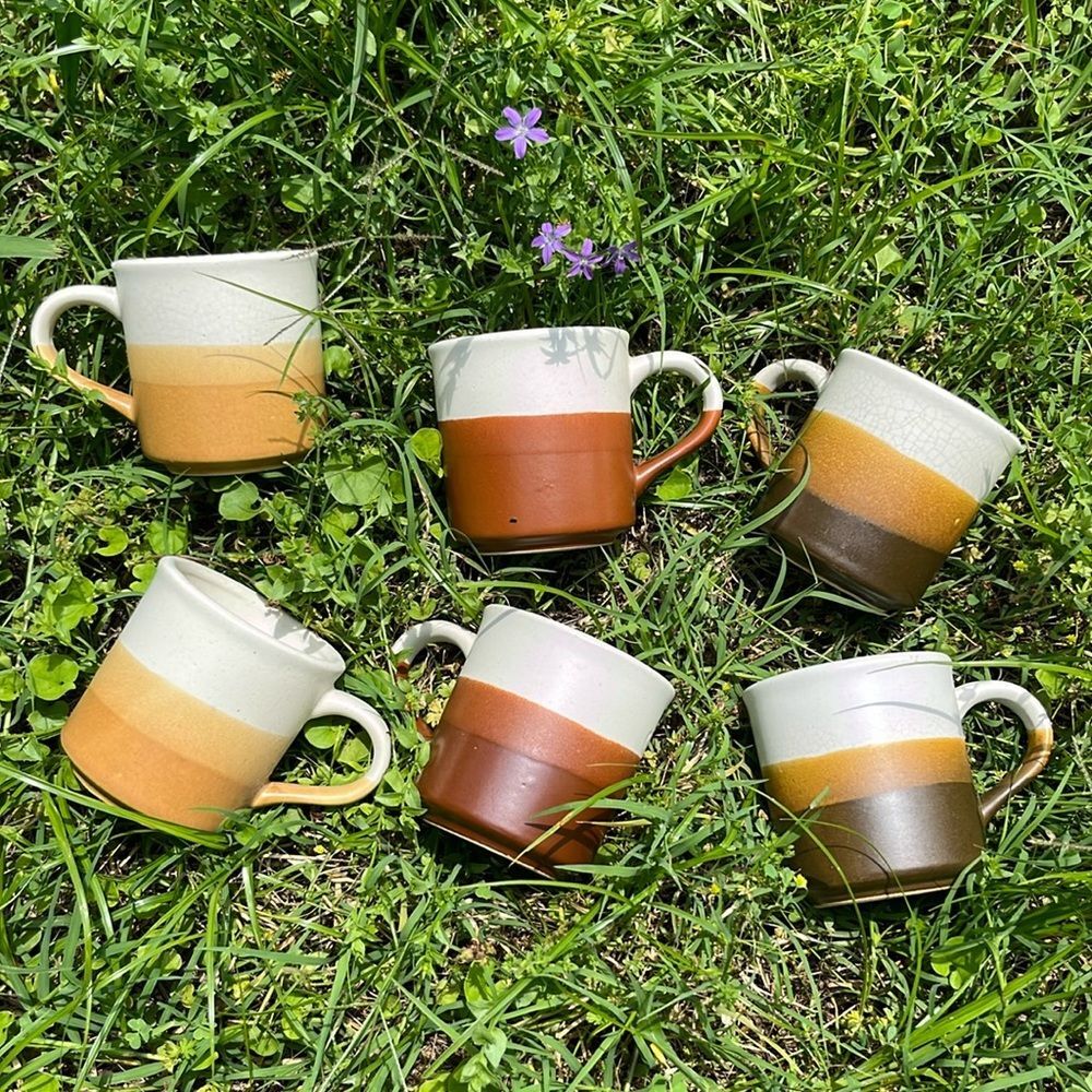 6pc Set “Coffee Stained” Ombre Dipped Coffee Mugs possibly vintage & handmade?